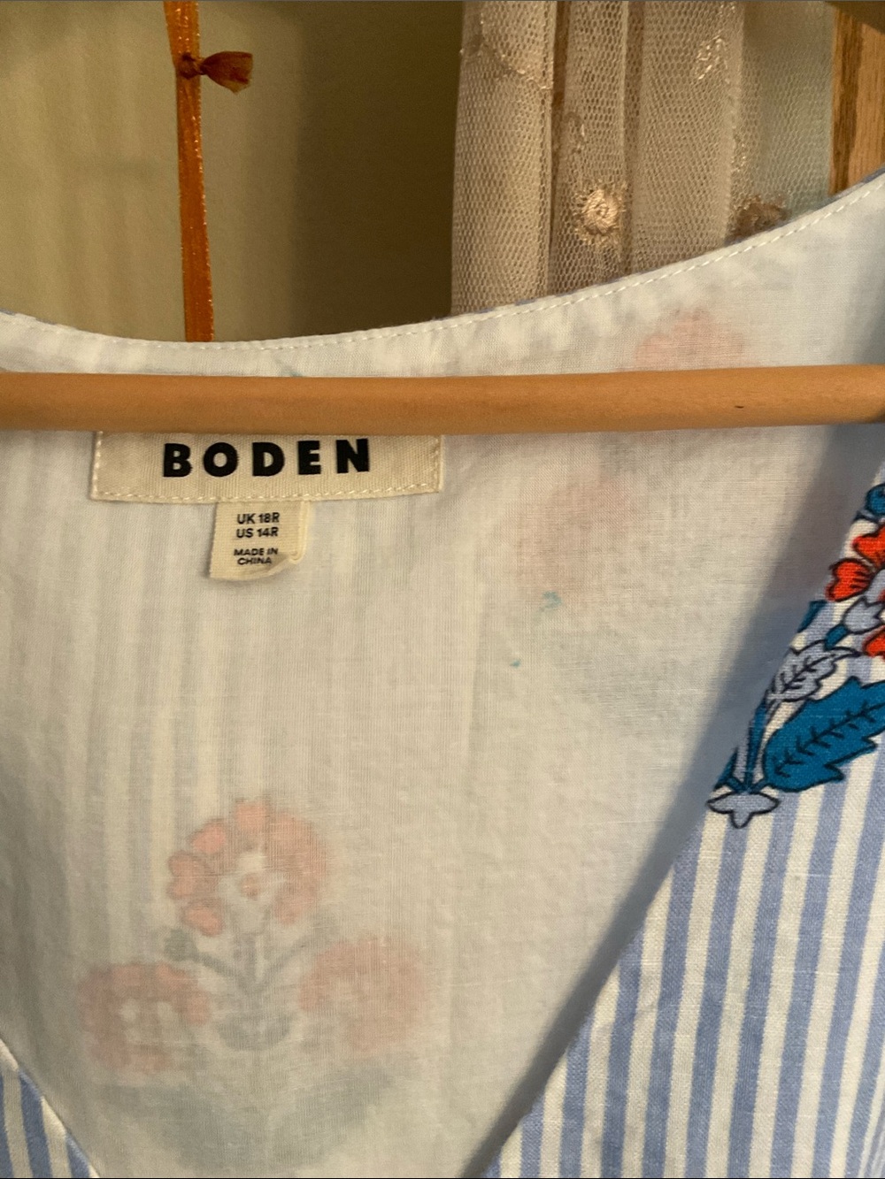 Boden Floral Cotton MIDI Dress US 14R - Picture 3 of 9
